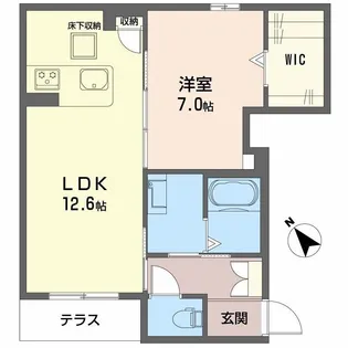フィオリータ西今【101号室】の間取り