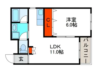 メロディーハイム九条【2階】の間取り