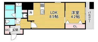 パークフラッツ弁天町駅前【3階】の間取り