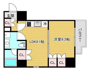 南堀江アパートメントグランデ【6階】の間取り