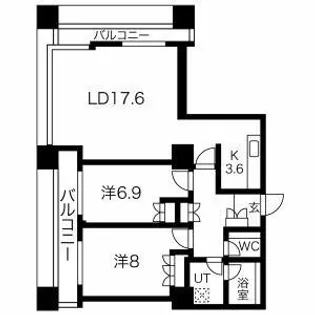 グランパークハイツ【17階】の間取り