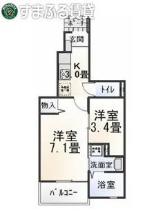 グリーンシティ竜美J棟【1階】の間取り