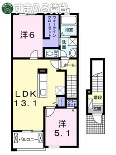 クレーヴ美合Ⅱ【202号室】の間取り
