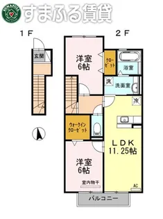 エグゼコート上地【2階】の間取り