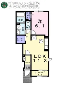 ミュール・ヴァリⅠ【102号室】の間取り