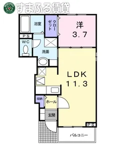デフィー川原 A【103号室】の間取り