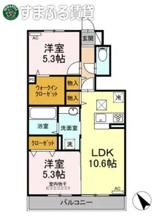 カーサプリマベーラ【102号室】の間取り