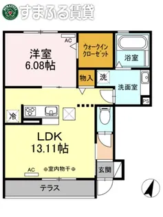サニーヒル山河【102号室】の間取り