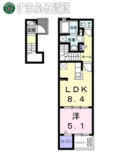 ドミールイン小呂【202号室】の間取り