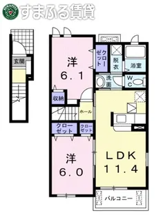 ホワイト ヒル A【2階】の間取り