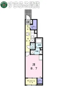 クラスペディアB【102号室】の間取り