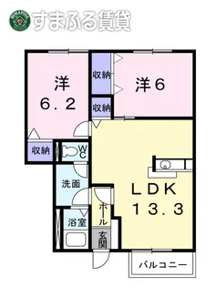 シャン・ド・フルールⅠ【102号室】の間取り