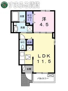 アスフォート細川B【1階】の間取り