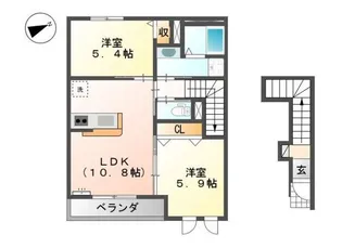 コーラルヴィラ出島B【206号室】の間取り