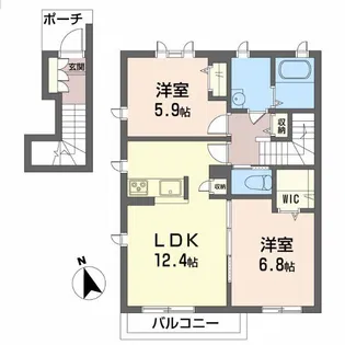 シャーメゾン紀泉【2階】の間取り