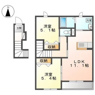 プルメリア加納【201号室】の間取り