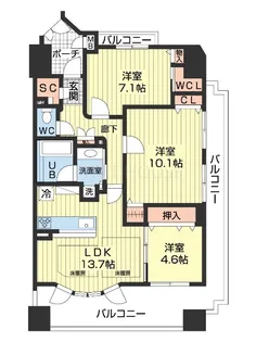 アリストタワー和歌山シティ【12階】の間取り
