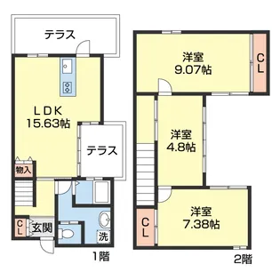 和歌山県和歌山市桑山【テラスハウス】の間取り