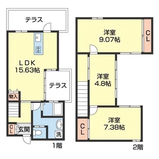 和歌山県和歌山市桑山【テラスハウス】の間取り