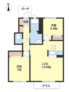 シャーメゾン下中島【102号室】の間取り