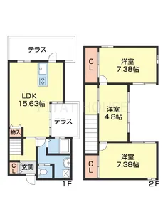 和歌山県和歌山市桑山【テラスハウス】の間取り