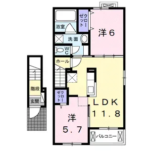エルシャトー吉備Ⅶ【2階】の間取り