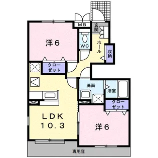 レットル・ダムール Ⅲ【1階】の間取り