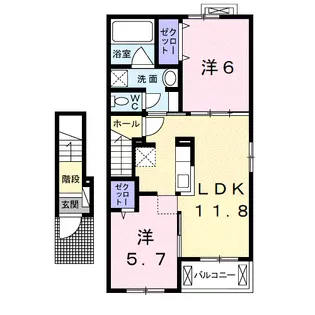 エルシャトー吉備Ⅵ【2階】の間取り