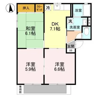 シャーメゾン新堂Ⅱ A棟【1階】の間取り