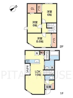 和歌山県和歌山市松ケ丘1丁目【テラスハウス】の間取り