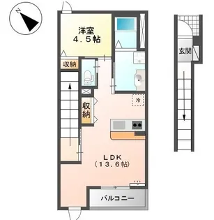 プティクール湊【203号室】の間取り