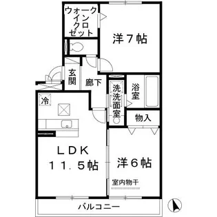 ファミリーメイト矢田 B棟【1階】の間取り