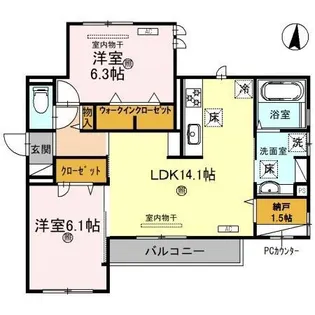 カルム アビタシオン北出島【1階】の間取り