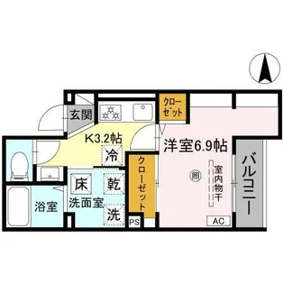 D-Luce寄合町(ディールーチェヨリアイマチ)【1階】の間取り
