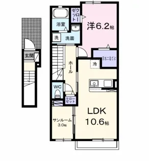 フロレゾンD【2階】の間取り