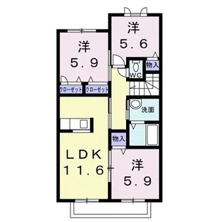 シャーメゾン西庄B棟【2階】の間取り