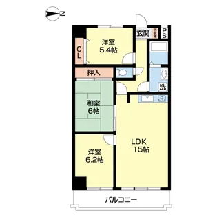 グランドハイツ田尻【6階】の間取り