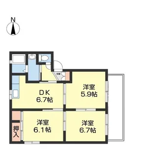 シャーメゾンくすの木【211号室】の間取り