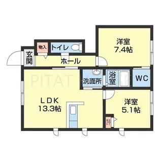 2LDKの間取り画像