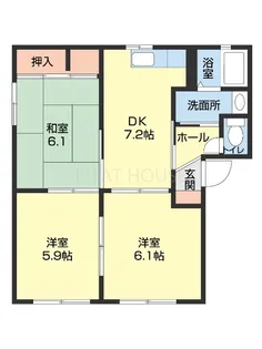 エクセレンス六十谷【103号室】の間取り