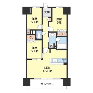 シャルマンフジスマート和歌山城公園【402号室】の間取り