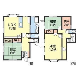 和歌山県和歌山市六十谷【一戸建】の間取り