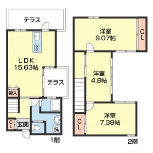 和歌山県和歌山市桑山【テラスハウス】の間取り