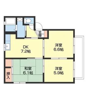 エクセレンス六十谷【101号室】の間取り