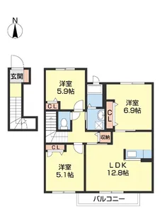 シャーメゾンロイヤルヒルズⅡ【206号室】の間取り