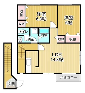 ブルースカイB【2階】の間取り