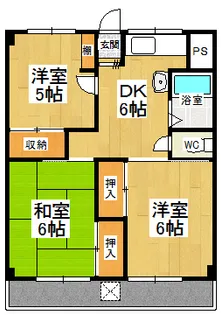 北ノ浜マンション【407号室】の間取り