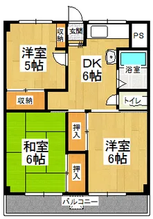 北ノ浜マンション【605号室】の間取り