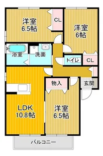 ヴィルヌーブ A棟【101号室】の間取り