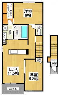 ハピネス北島D【2階】の間取り
